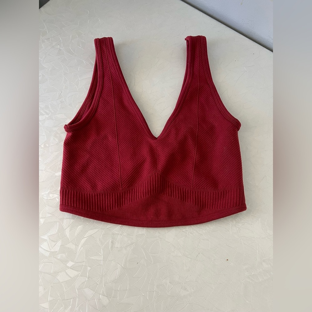 Gymshark Red Ribbed V-Neck  Sports Bra size XS